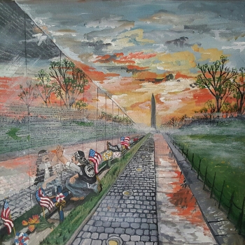 Acrylic on stretched canvas painting titled Remembrance At Sunrise