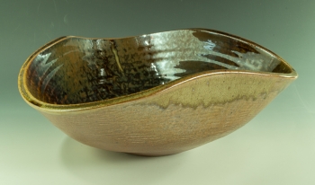 Stoneware painting titled Wood Fired Free-Form Bowl