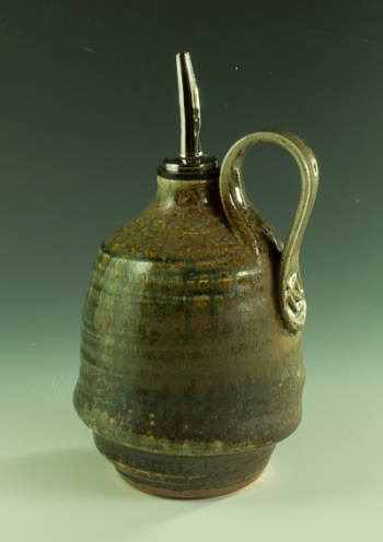 Stoneware painting titled Wood Fired Oil Cruet