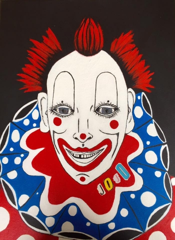  painting titled Jojo the Clown