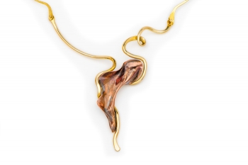Metal painting titled Free Form Copper and Bronze Necklace
