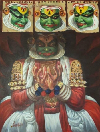 Acrylic on Canvas painting titled Kathakali