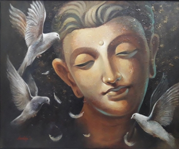 Acrylic on Canvas painting titled Buddha -IV