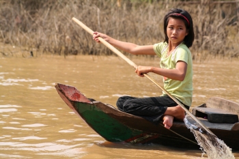  painting titled Girl in Boat (Cambodia)