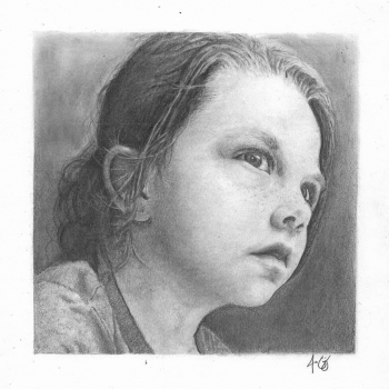 Graphite on Arches HP painting titled The Littlest Little 