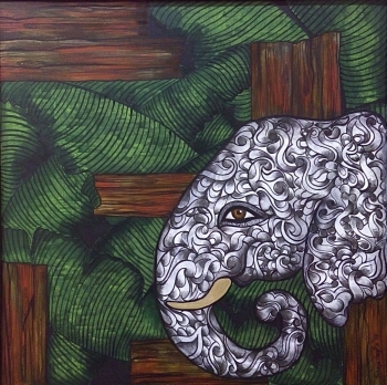 Acrylic on Canvas painting titled Cage of Contemplation