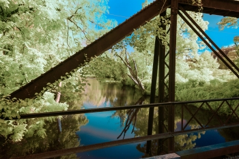  painting titled Abandoned Bridge Over Town Creek