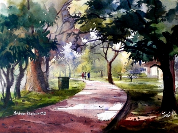 Watercolour on handmade paper.      painting titled গন্তব্য 