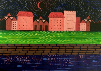 Acrylic on Oil Paper painting titled Nightscape