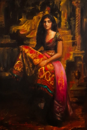 oil on canvas painting titled indian beauty 