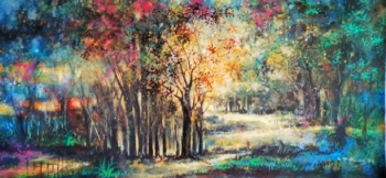 Mix Media on canvas painting titled Landscape