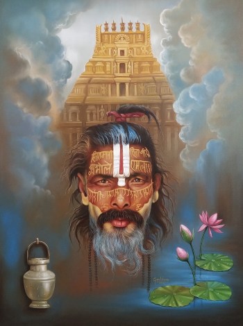 Oil on canvas painting titled Sadhu 2